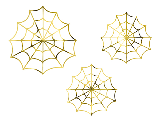 Paper decorations - Spiderwebs, gold (1 pkt / 3 pc.)