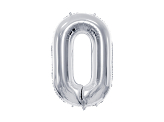 Foil Balloon Number ''0'', 72cm, silver