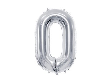 Foil Balloon Number ''0'', 72cm, silver