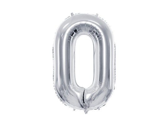 Foil Balloon Number ''0'', 72cm, silver