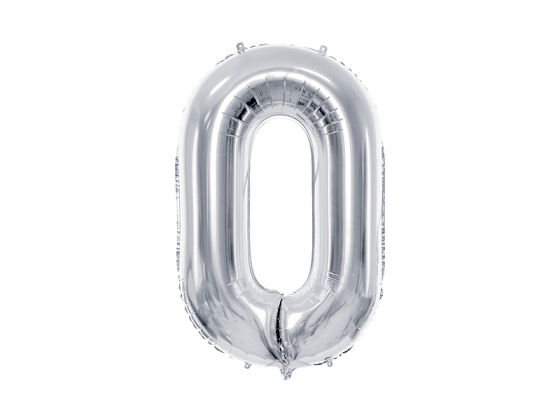 Foil Balloon Number ''0'', 72cm, silver
