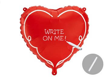 Foil balloon Heart with marker, 47 x 47 cm, red
