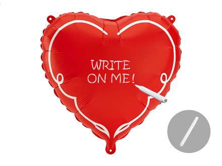 Foil balloon Heart with marker, 47 x 47 cm, red