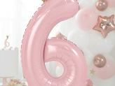 Standing foil balloon Number ''6'' , 84 cm,  light pink