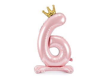 Standing foil balloon Number ''6'' , 84 cm,  light pink