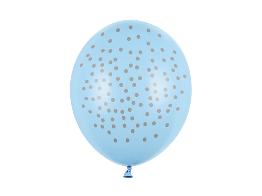 Balloons 30cm, Dots, Pastel Baby Blue (1 pkt / 6 pc.)