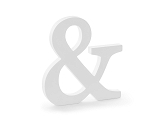 Wooden sign &, white, 19.5x20.5cm