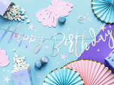Banner Happy Birthday, iridescent, 16.5x62cm