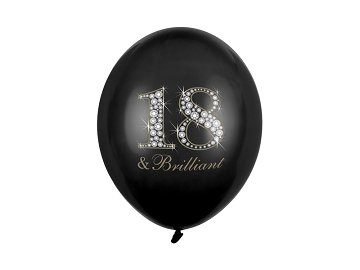 Balloons 30cm, 18 & Brilliant, Pastel Black (1 pkt / 6 pc.)