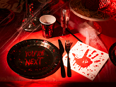 Paper plates You're next, 23 cm, black-red (1 pkt / 6 pc.)