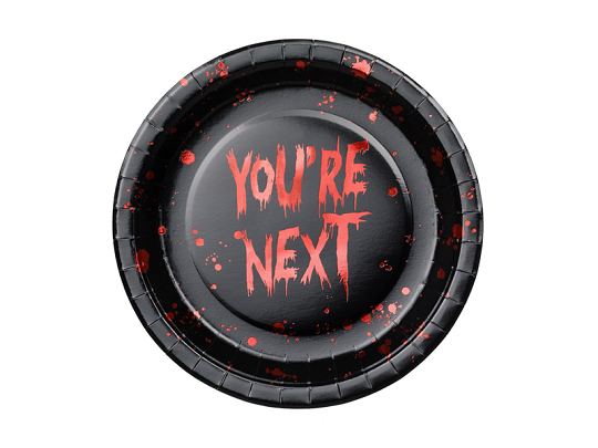 Paper plates You're next, 23 cm, black-red (1 pkt / 6 pc.)