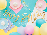 Banner Happy Birthday, gold, 16.5x62cm