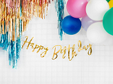 Banner Happy Birthday, gold, 16.5x62cm