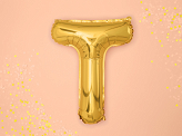 Foil Balloon Letter ''T'', 35cm, gold