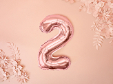 Foil Balloon Number ''2'', 35cm, rose gold