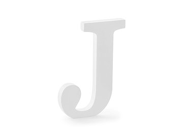 Wooden letter J, white, 14.5x20cm