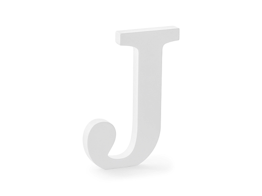 Wooden letter J, white, 14.5x20cm