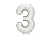 Foil Balloon Number ''3'', 86 cm, silver