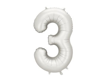 Foil Balloon Number ''3'', 86 cm, silver
