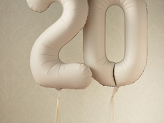 Foil Balloon Number ''0'', 86cm, light warm grey