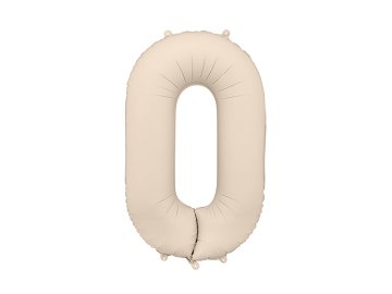 Foil Balloon Number ''0'', 86cm, light warm grey