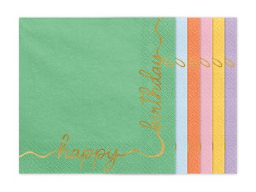 Paper napkins Happy Birthday, mix, 33x33 cm (1 pkt / 12 pc.)