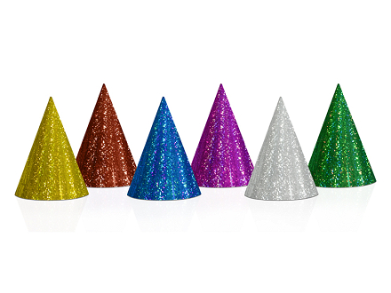 Holographic party hats, mix, 16cm (1 pkt / 20 pc.)