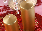 Pillar Candle, metallic, gold, 15 x 6cm (1 pkt / 6 pc.)