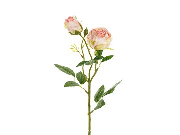 Artificial flower - Rose with two buds, 55 cm, light powder pink
