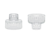 Glass candle holder with 2-in-1 edge, 6.5x5.5cm (1 pkt / 4 pc.)