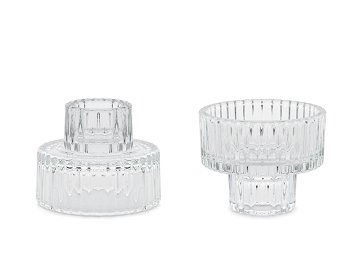 Glass candle holder with 2-in-1 edge, 6.5x5.5cm (1 pkt / 4 pc.)