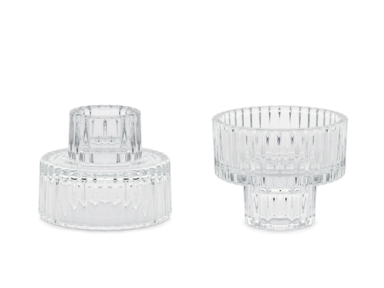 Glass candle holder with 2-in-1 edge, 6.5x5.5cm (1 pkt / 4 pc.)