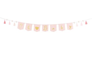 Banner Oh baby with tassels, 2.5 m, light pink
