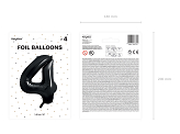 Foil Balloon Number ''4'', 86cm, black