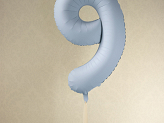 Foil Balloon Number ''9'', 86cm, misty blue