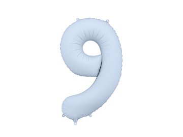 Foil Balloon Number ''9'', 86cm, misty blue