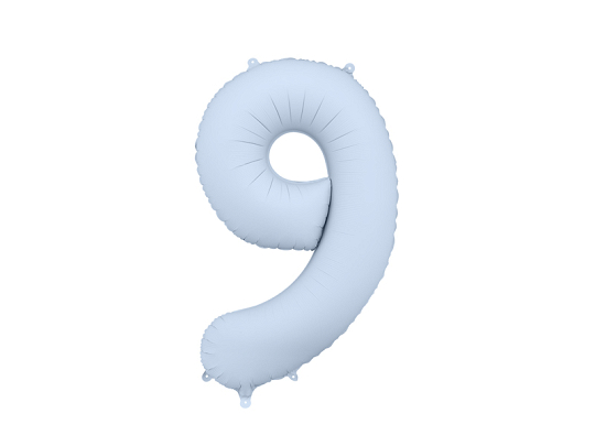 Foil Balloon Number ''9'', 86cm, misty blue
