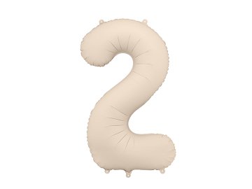 Foil Balloon Number ''2'', 86cm, light warm grey