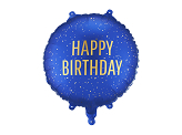 Foil balloon tablet Happy Birthday, 35x35 cm, navy