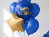 Foil balloon round Happy Birthday, 35x35 cm, navy