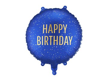 Foil balloon tablet Happy Birthday, 35x35 cm, navy