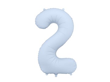 Foil Balloon Number ''2'', 86cm, misty blue