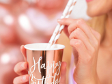 Cups Happy Birthday!, rose gold, 260ml (1 pkt / 6 pc.)