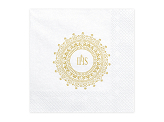 Napkins First Communion - IHS, 33x33cm, gold (1 pkt / 20 pc.)