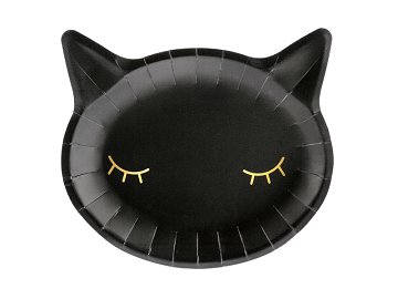 Paper plates Cat, black, 22x20cm (1 pkt / 6 pc.)