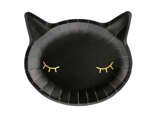 Paper plates Cat, black, 22x20cm (1 pkt / 6 pc.)