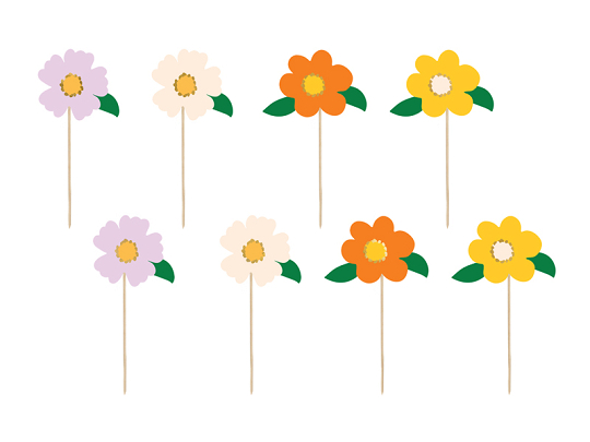 Cake toppers Flowers, mix, 13 cm (1 pkt / 8 pc.)