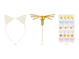 Cat Ears Headband and Mustache Set with Stickers (1 pkt / 5 pc.)
