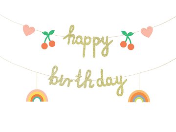 Banner Happy Birthday, mix, 100x18 cm