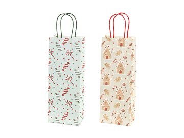 Gift bags Sweets and gingerbread, 12.5x33.5x9 cm, beige and light blue (1 pkt / 6 pc.)